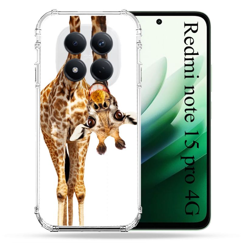 Coque Renforcée Pour Redmi Note 15 Pro 4G Animal Girafe Blanche