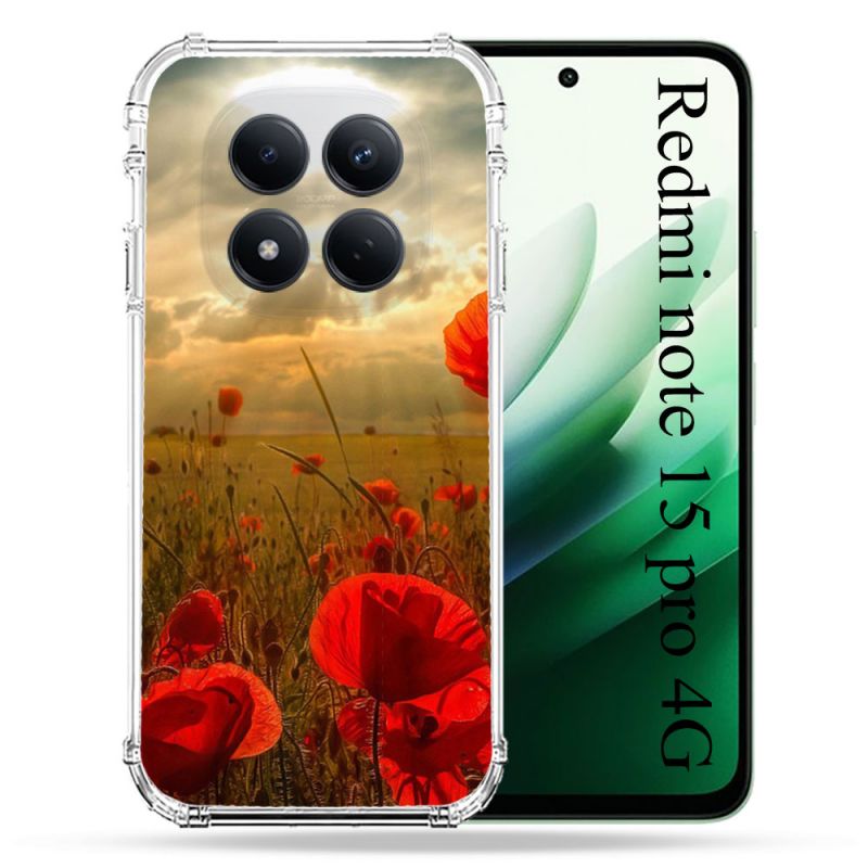 Coque Renforcée Pour Redmi Note 15 Pro 4G Fleur Coquelicot