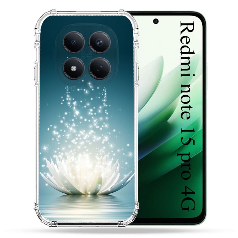 Coque Renforcée Pour Redmi Note 15 Pro 4G Fleur Lotus Blanc