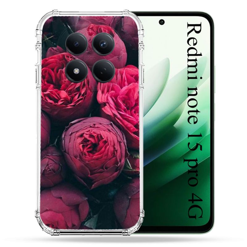 Coque Renforcée Pour Redmi Note 15 Pro 4G Fleur Pivoine