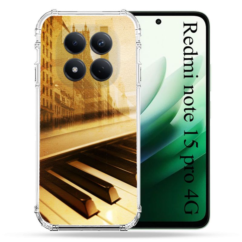 Coque Renforcée Pour Redmi Note 15 Pro 4G Musique Piano Retro