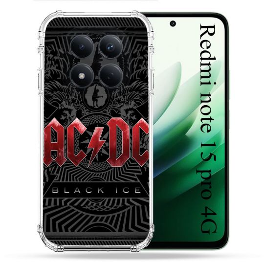 Coque Renforcée Pour Redmi Note 15 Pro 4G Musique Rock ACDC Rouge