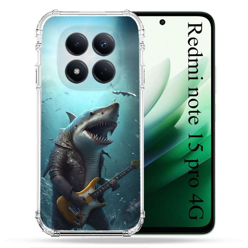 Coque Renforcée Pour Redmi Note 15 Pro 4G Musique Rock Requin
