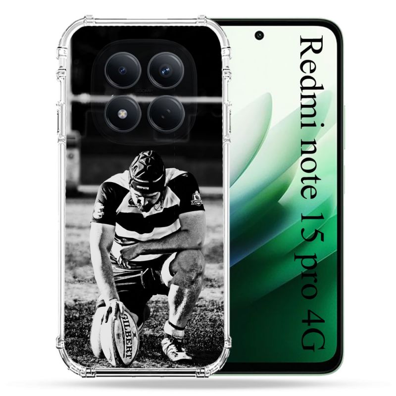 Coque Renforcée Pour Redmi Note 15 Pro 4G Sport Rugby Noir Blanc