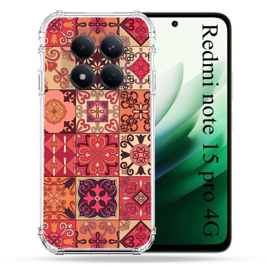 Coque Renforcée Pour Redmi Note 15 Pro 4G Texture Carreau Ciment Rouge