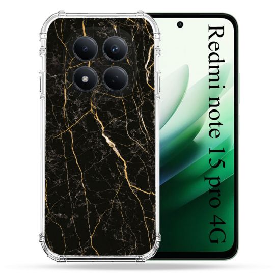 Coque Renforcée Pour Redmi Note 15 Pro 4G Texture Marbre Noir
