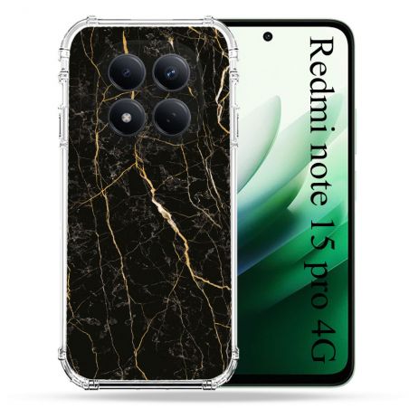Coque Renforcée Pour Redmi Note 15 Pro 4G Texture Marbre Noir