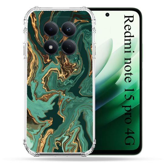Coque Renforcée Pour Redmi Note 15 Pro 4G Texture Marbre Vert