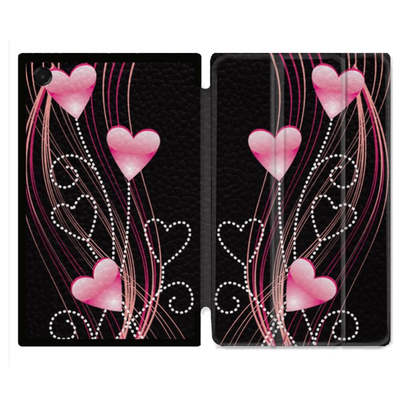 Coque Renforcée Pour Galaxy Tab A11 8.7 Amour Coeur Rose Montant sur Noir
