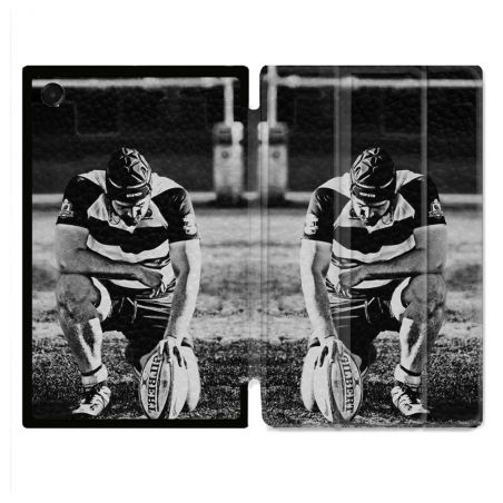 Coque Renforcée Pour Galaxy Tab A11 8.7 Sport Rugby Noir Blanc