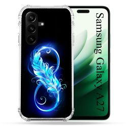 Coque Renforcée Pour Samsung Galaxy A27 5G Texture Plume Infini Bleu