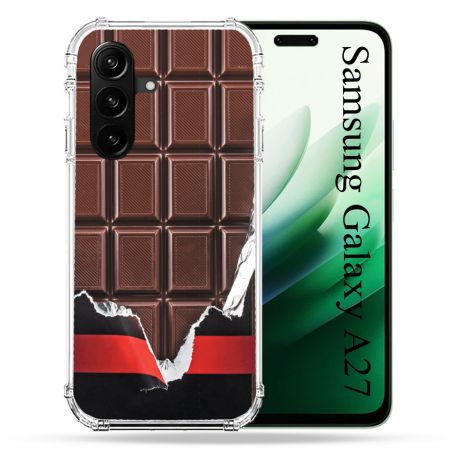 Coque Renforcée Pour Samsung Galaxy A27 5G Texture Trompe Oeil Chocolat