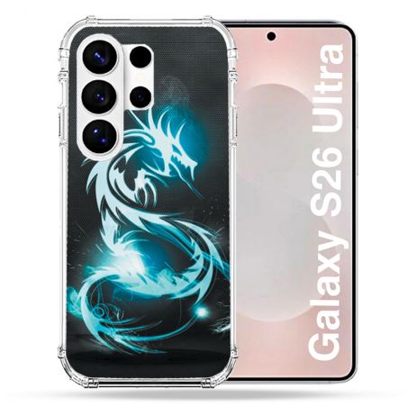 Coque Renforcée Pour Samsung Galaxy S26 Ultra Fantastique Dragon Bleu
