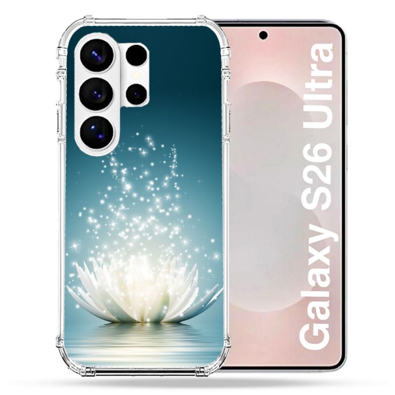 Coque Renforcée Pour Samsung Galaxy S26 Ultra Fleur Lotus Blanc