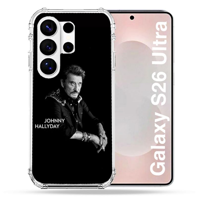 Coque Renforcée Pour Samsung Galaxy S26 Ultra Musique Johnny Hallyday Noir