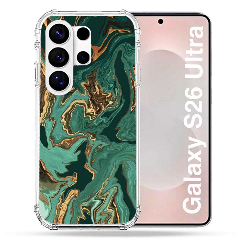 Coque Renforcée Pour Samsung Galaxy S26 Ultra Texture Marbre Vert