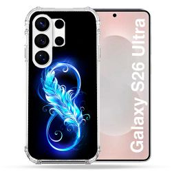 Coque Renforcée Pour Samsung Galaxy S26 Ultra Texture Plume Infini Bleu