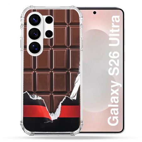 Coque Renforcée Pour Samsung Galaxy S26 Ultra Texture Trompe Oeil Chocolat