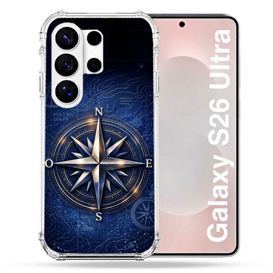 Coque Renforcée Pour Samsung Galaxy S26 Ultra Voyage Rose des Vents Marine