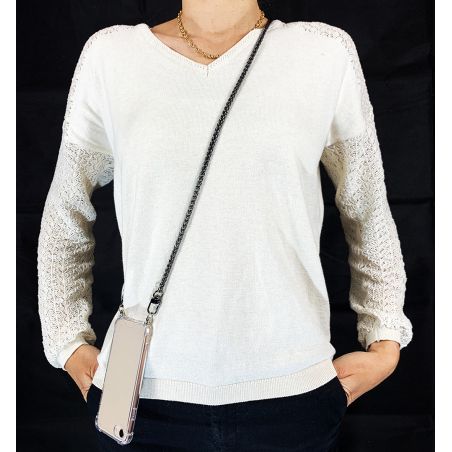 Coque Pour Samsung Galaxy S26 Plus avec Lanière / Cordon Metal Serpent Noir