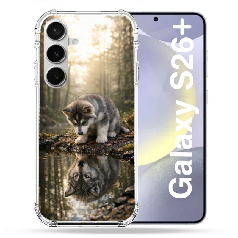 Coque Renforcée Pour Samsung Galaxy S26 Plus Animal Loup Reflet