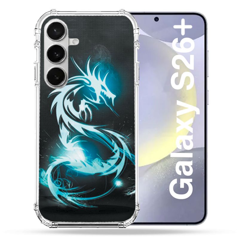Coque Renforcée Pour Samsung Galaxy S26 Plus Fantastique Dragon Bleu