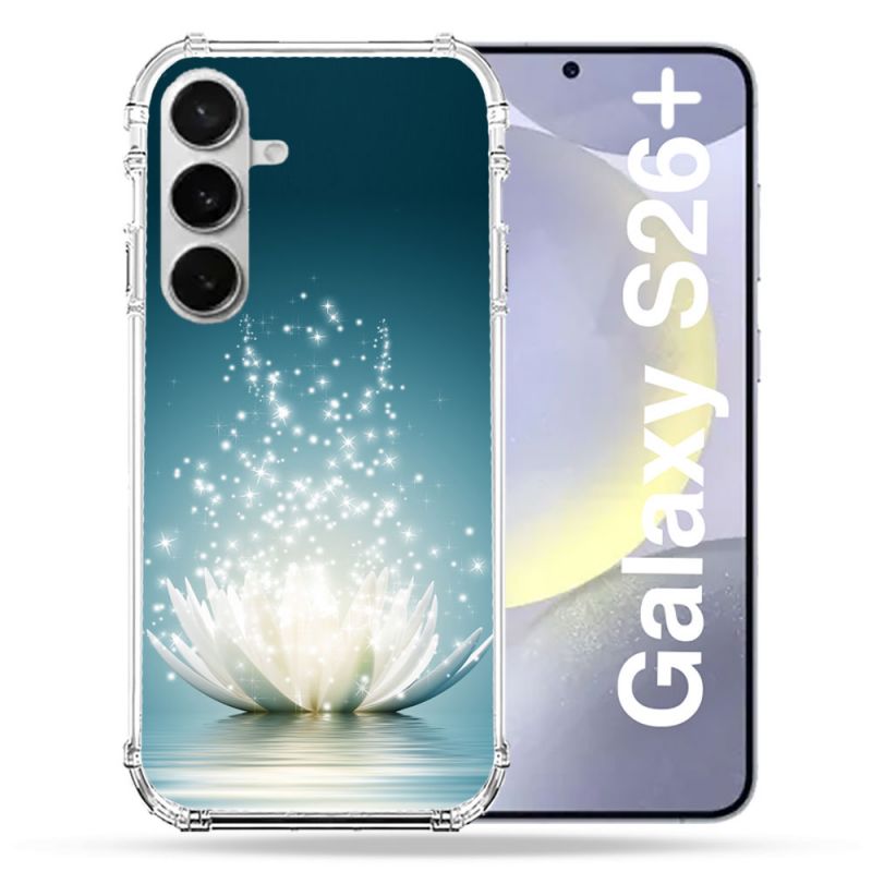 Coque Renforcée Pour Samsung Galaxy S26 Plus Fleur Lotus Blanc