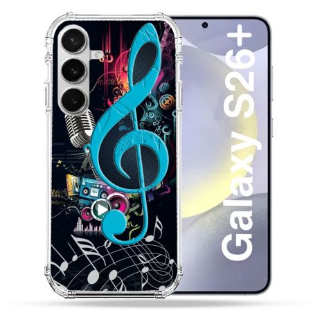 Coque Renforcée Pour Samsung Galaxy S26 Plus Musique Cle Sol Bleu