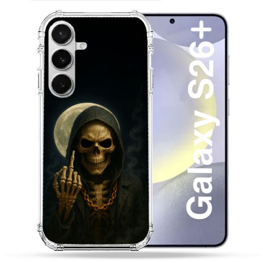 Coque Renforcée Pour Samsung Galaxy S26 Plus Tete de Mort Doigt 2026