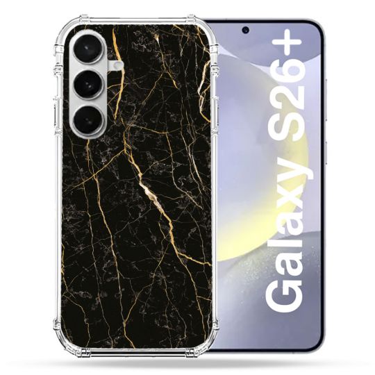 Coque Renforcée Pour Samsung Galaxy S26 Plus Texture Marbre Noir