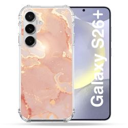 Coque Renforcée Pour Samsung Galaxy S26 Plus Texture Marbre Rose