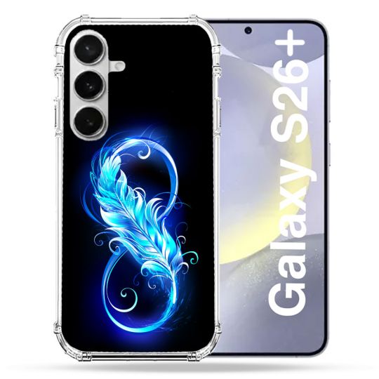 Coque Renforcée Pour Samsung Galaxy S26 Plus Texture Plume Infini Bleu