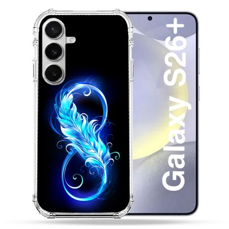 Coque Renforcée Pour Samsung Galaxy S26 Plus Texture Plume Infini Bleu