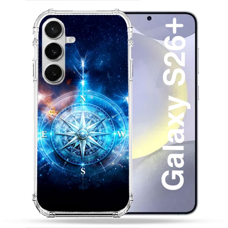Coque Renforcée Pour Samsung Galaxy S26 Plus Voyage Rose des Vents Stellaire