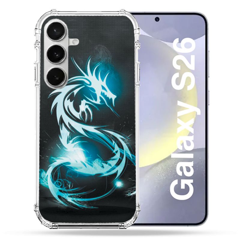 Coque Renforcée Pour Samsung Galaxy S26 Fantastique Dragon Bleu