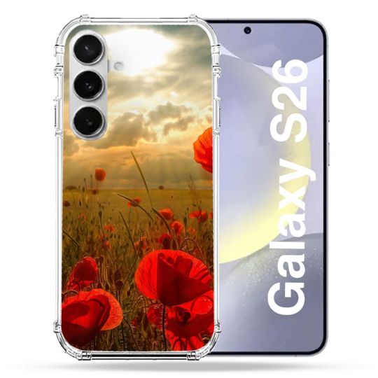 Coque Renforcée Pour Samsung Galaxy S26 Fleur Coquelicot