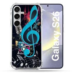 Coque Renforcée Pour Samsung Galaxy S26 Musique Cle Sol Bleu