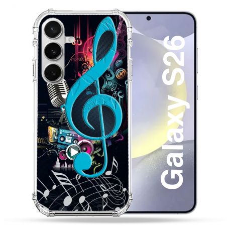 Coque Renforcée Pour Samsung Galaxy S26 Musique Cle Sol Bleu
