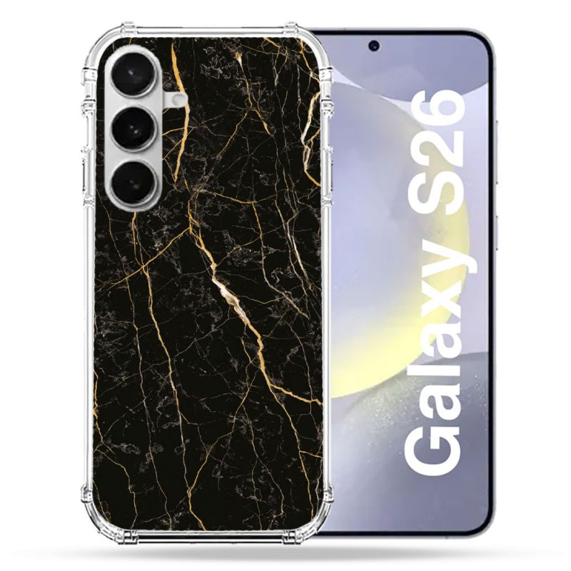 Coque Renforcée Pour Samsung Galaxy S26 Texture Marbre Noir