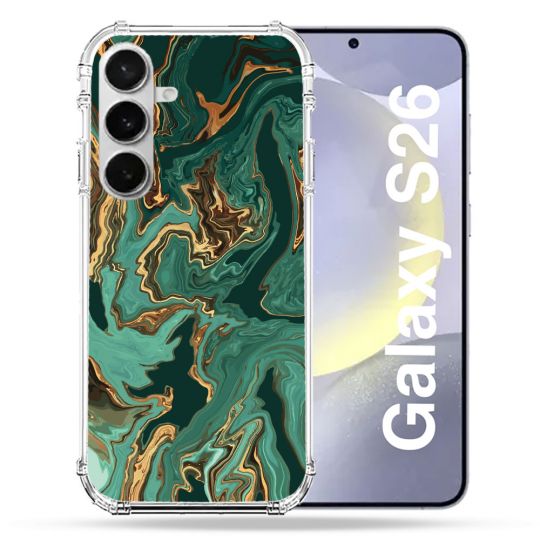 Coque Renforcée Pour Samsung Galaxy S26 Texture Marbre Vert