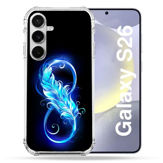 Coque Renforcée Pour Samsung Galaxy S26 Texture Plume Infini Bleu