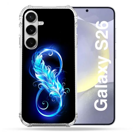 Coque Renforcée Pour Samsung Galaxy S26 Texture Plume Infini Bleu