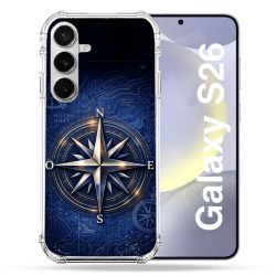 Coque Renforcée Pour Samsung Galaxy S26 Voyage Rose des Vents Marine