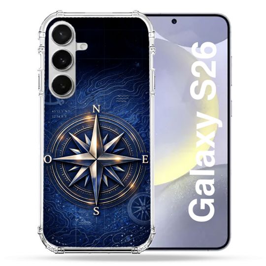 Coque Renforcée Pour Samsung Galaxy S26 Voyage Rose des Vents Marine
