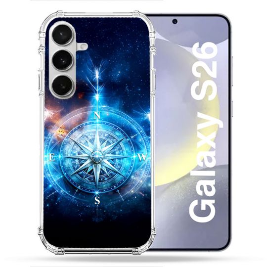 Coque Renforcée Pour Samsung Galaxy S26 Voyage Rose des Vents Stellaire