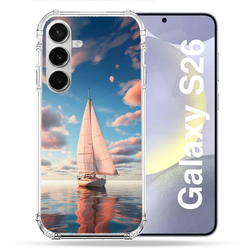 Coque Renforcée Pour Samsung Galaxy S26 Voyage Voilier Reflet