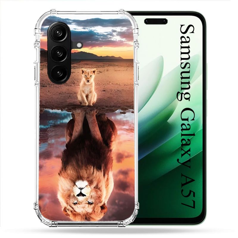 Coque Renforcée Pour Samsung Galaxy A57 5G Animal Lion Reflet
