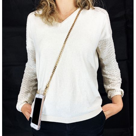 Coque Pour Samsung Galaxy A37 5G avec Lanière / Cordon Metal Plate Or