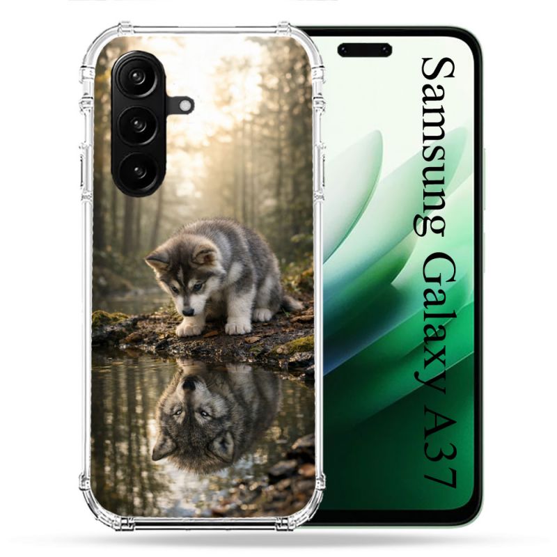 Coque Renforcée Pour Samsung Galaxy A37 5G Animal Loup Reflet