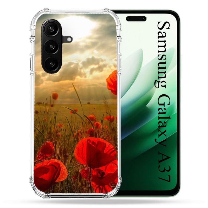 Coque Renforcée Pour Samsung Galaxy A37 5G Fleur Coquelicot